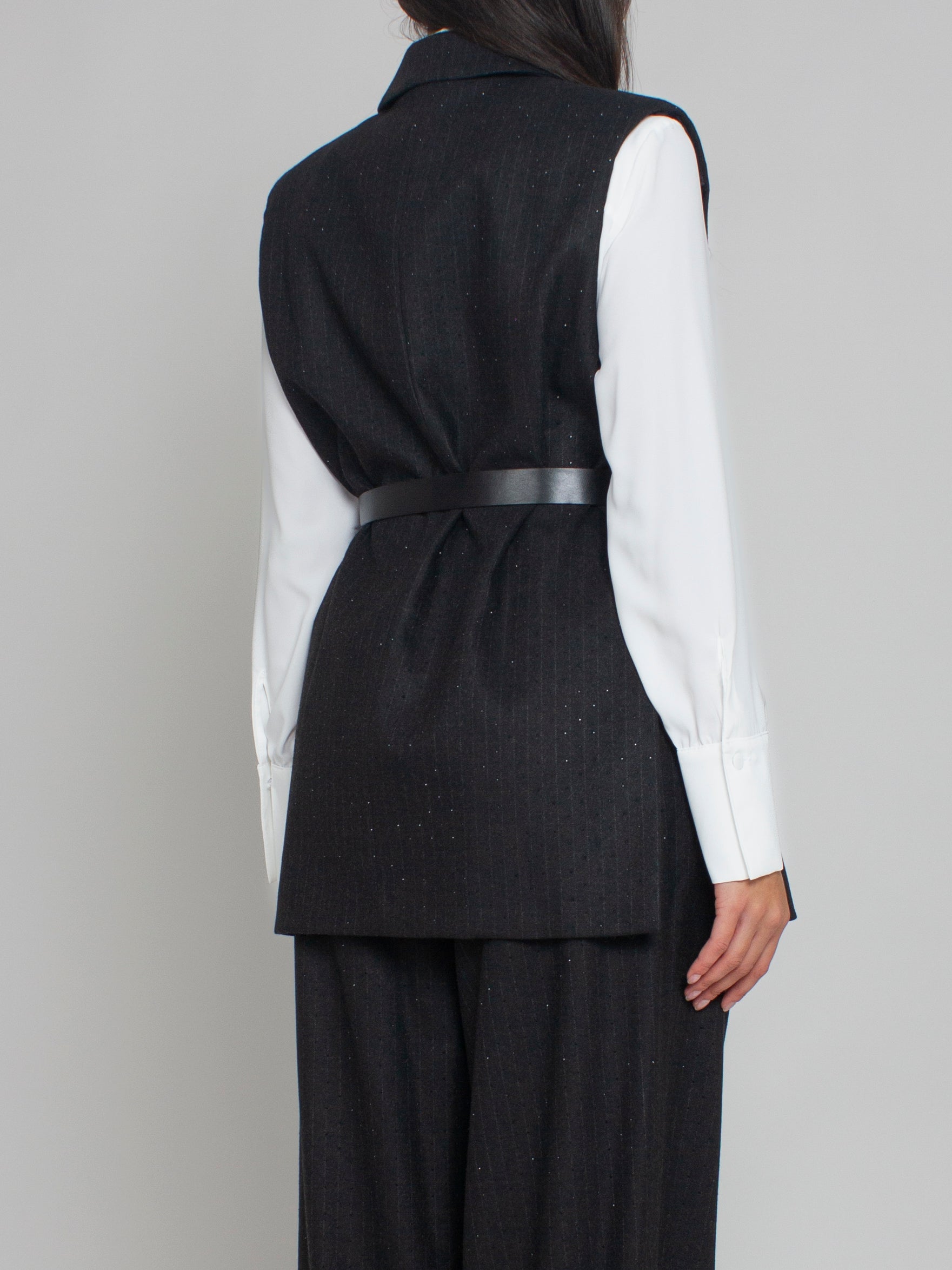 Gilet gessato con strass Vicolo