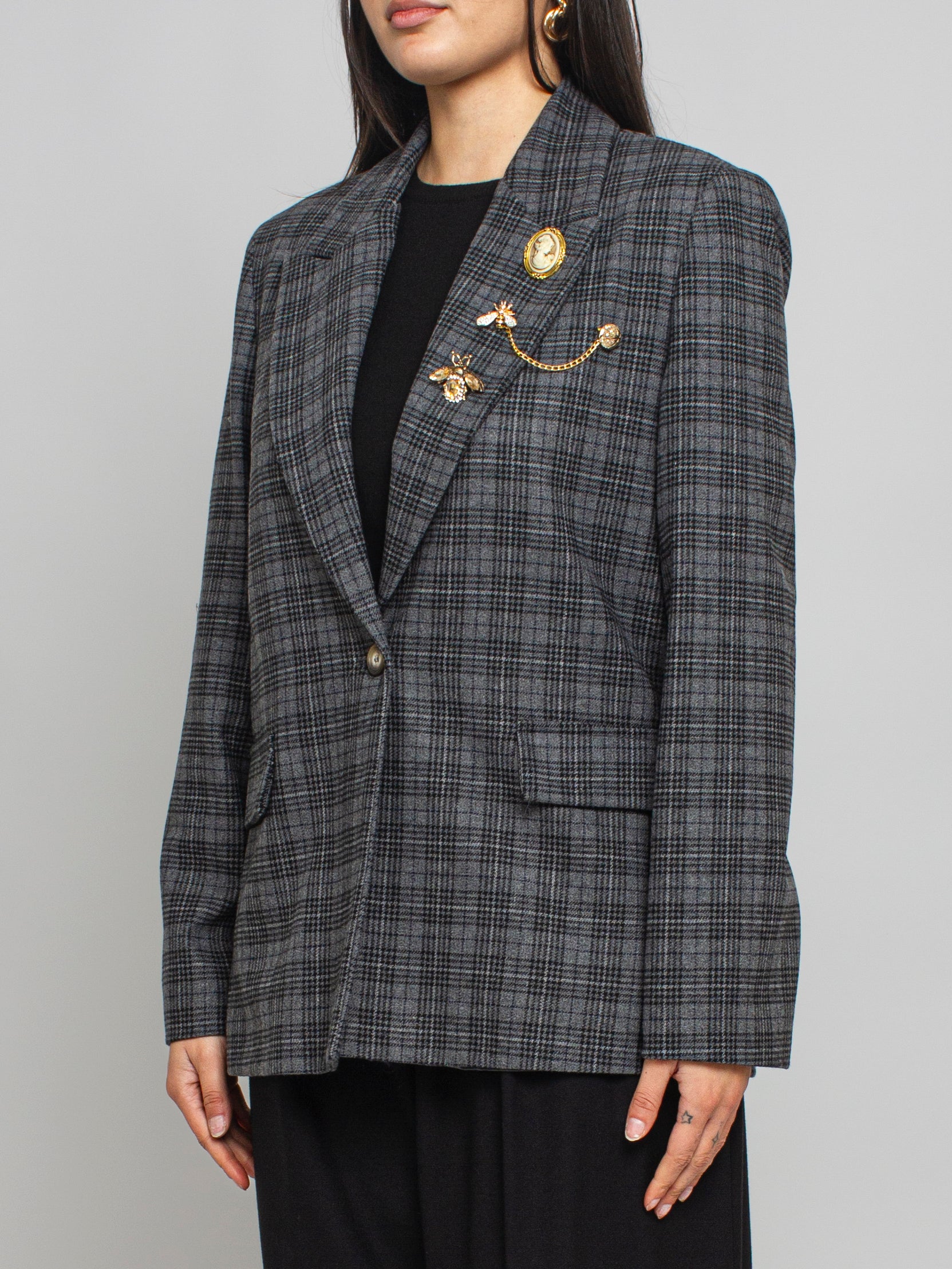Giacca a Quadri con Spille Vicolo