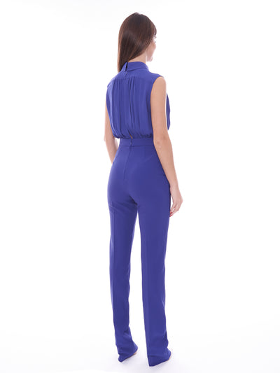 Combined crepe and viscose jumpsuit with Elisabetta Franchi tie