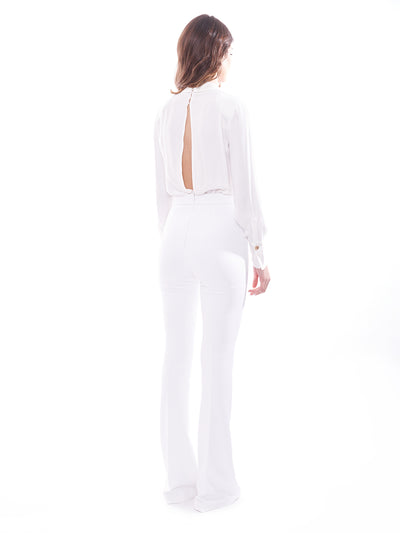Combined jumpsuit in crepe and viscose