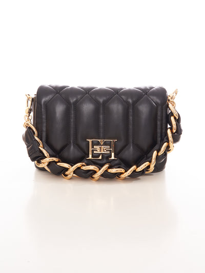 Borsa puffy media con placca logo Elisabetta Franchi
