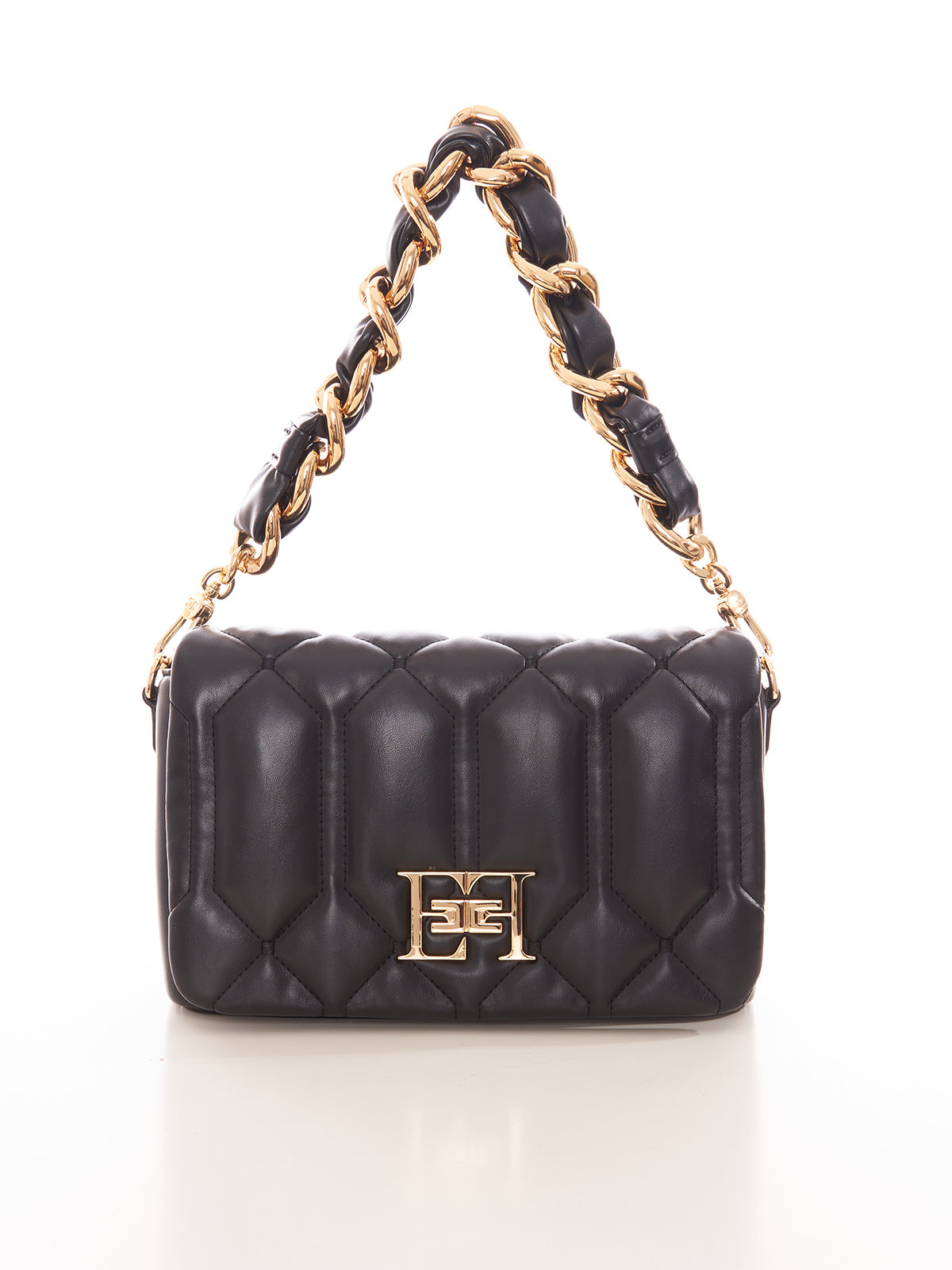 Borsa puffy media con placca logo Elisabetta Franchi