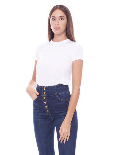 T-shirt in cotone con stampa flock Elisabetta Franchi
