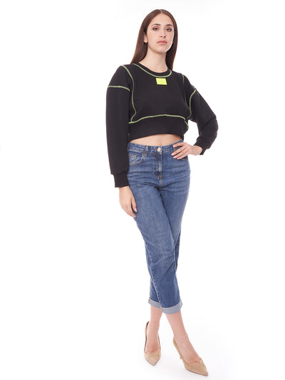 Felpa crop in cotone con dettagli fluo Elisabetta Franchi