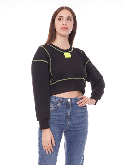 Felpa crop in cotone con dettagli fluo Elisabetta Franchi