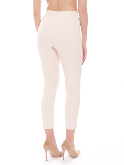 Pantalone dritto in crêpe con placche logo Elisabetta Franchi