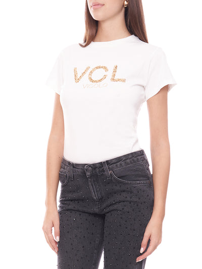 T-Shirt logo paillettes Vicolo