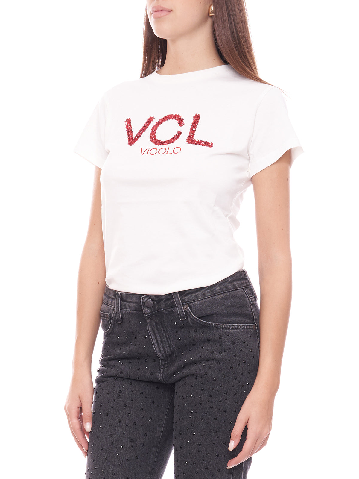 T-Shirt logo paillettes Vicolo
