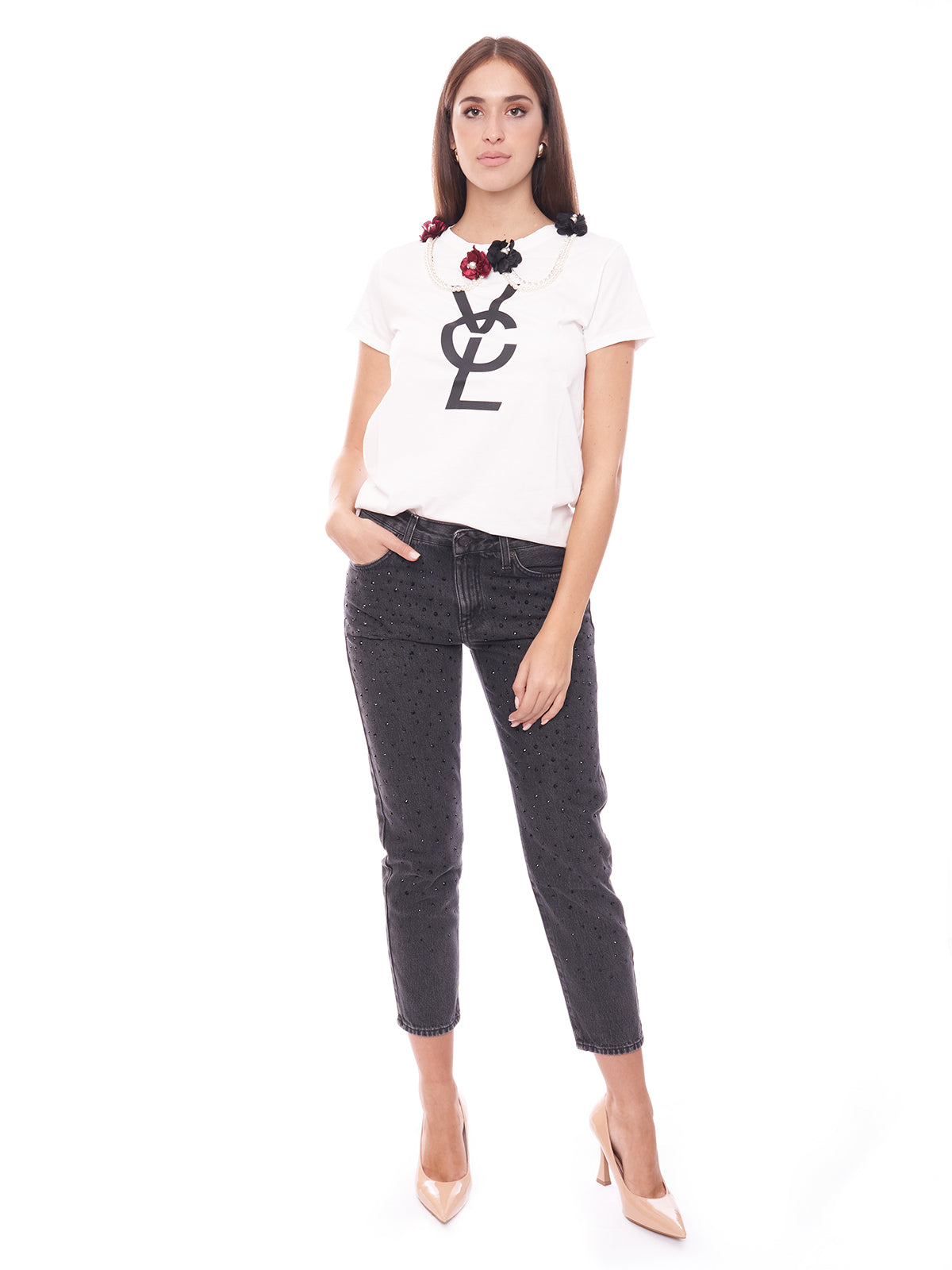 T-Shirt colletto perle Vicolo