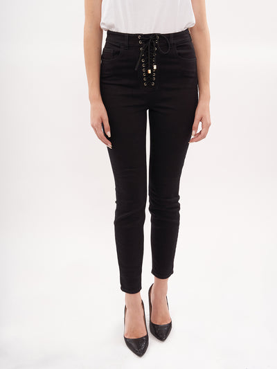 Super skinny jeans with tie fastening